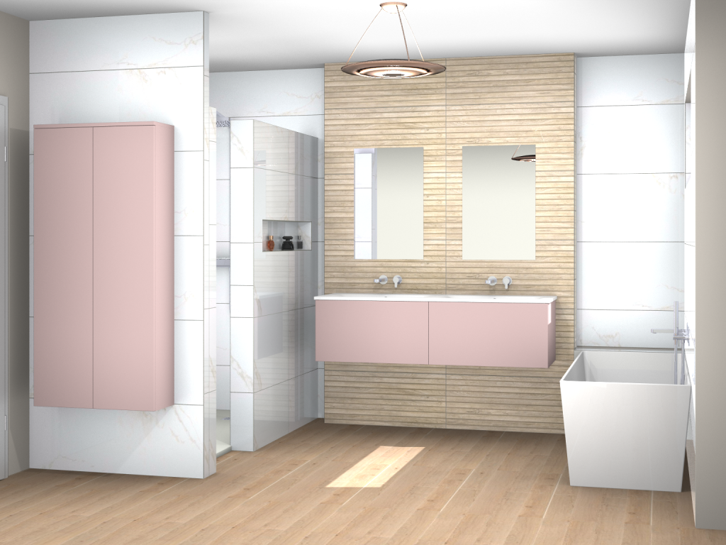 Rose poudré pour une salle de bain chic - Monbainiste.com